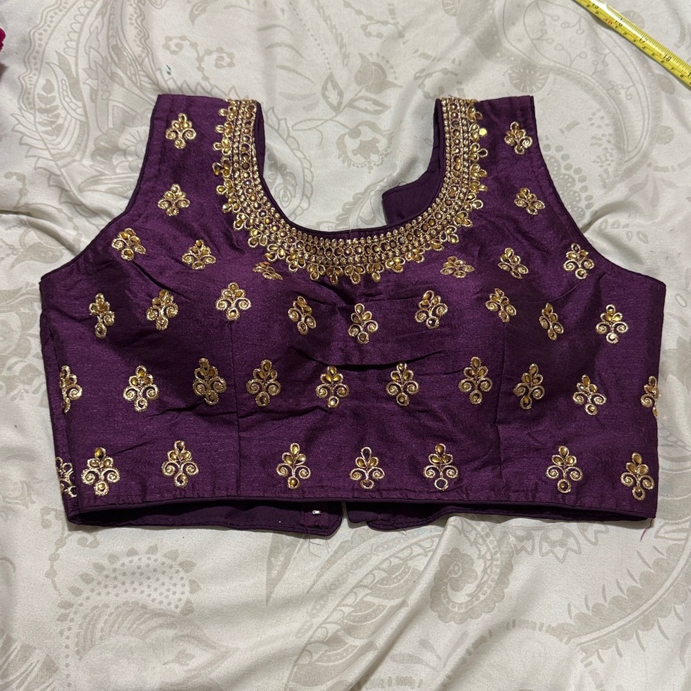 Purple and Gold Embroidered Blouse